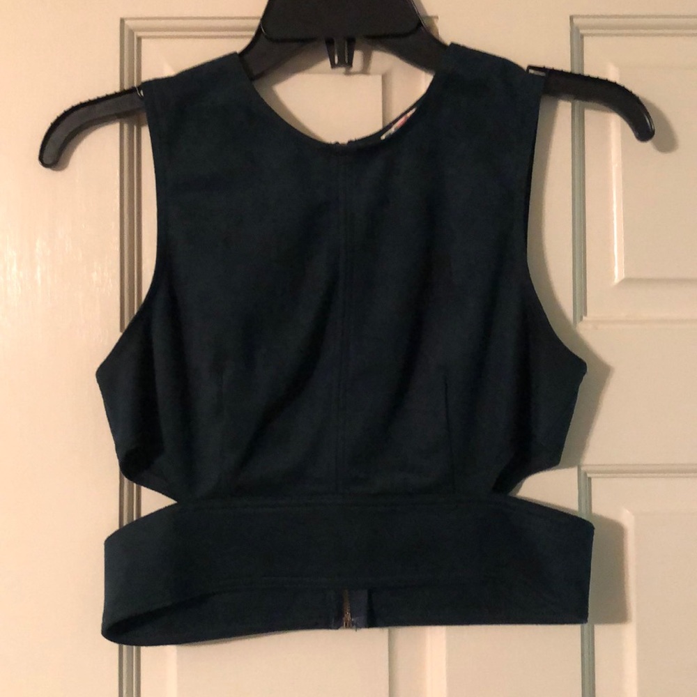 Velvet Green Crop Top